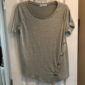 Gray Button-Detail Top